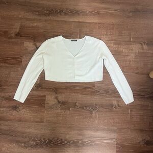 Brandy Melville Button-Up Cropped Cardigan in White